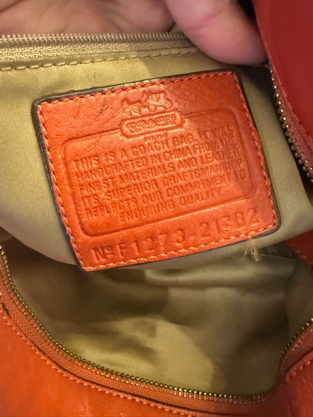 Coach Pebbled Leather Hobo Bag in Orange - Picture 10 of 11